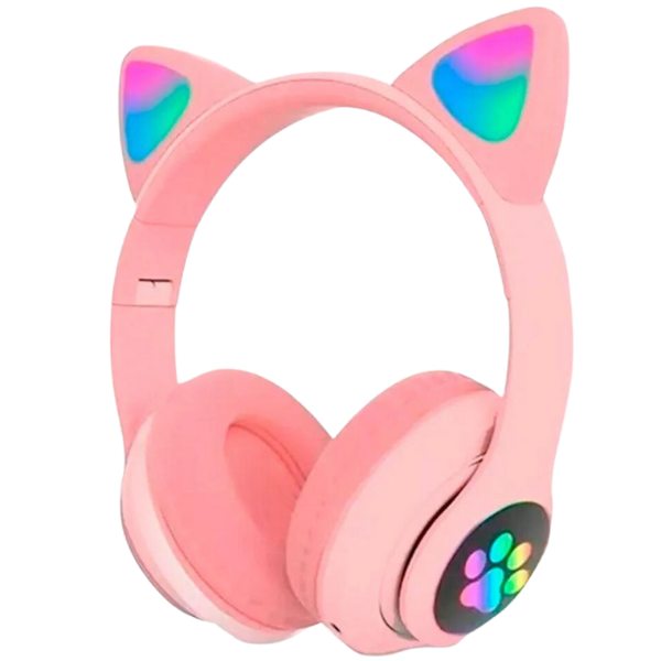 Fone Bluetooth Orelha De Gato Led Colorido (ROSA)