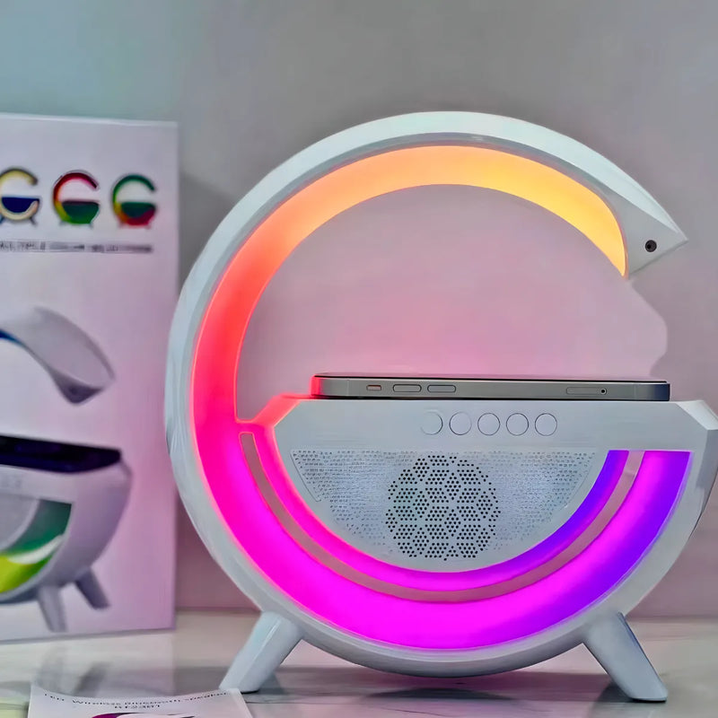 Luminária G Speaker RGB Caixa de Som Bluetooth com Carregamento por Indução