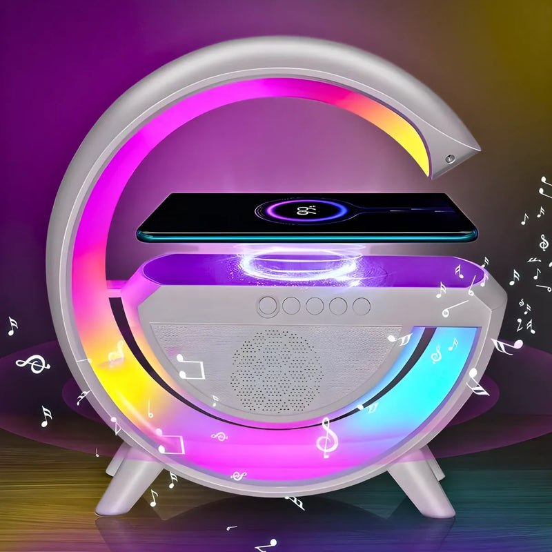 Luminária G Speaker RGB Caixa de Som Bluetooth com Carregamento por Indução