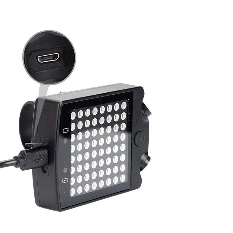 Luz de sinalização para bicicleta com 64 LEDs, 15 lumens, recarregável, à prova d'água e sem fio